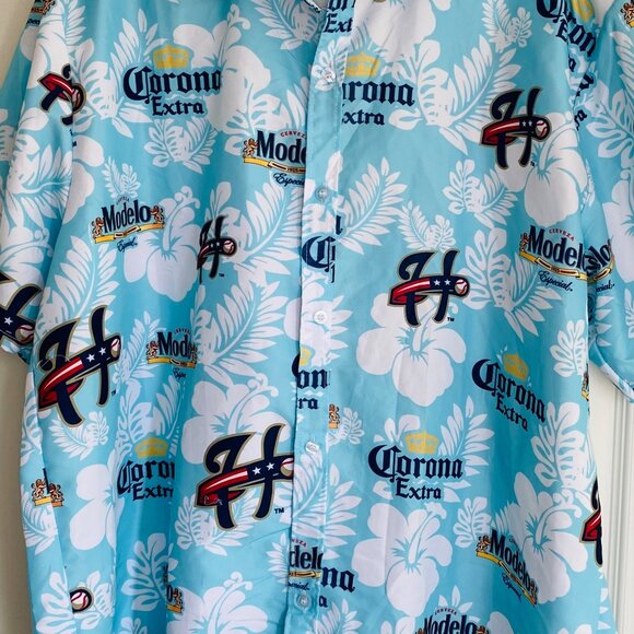 Corona Extra & Modelo Beer Hawaiian Shirt XXL BWM Global Tropical Print Button-U - Picture 2 of 8